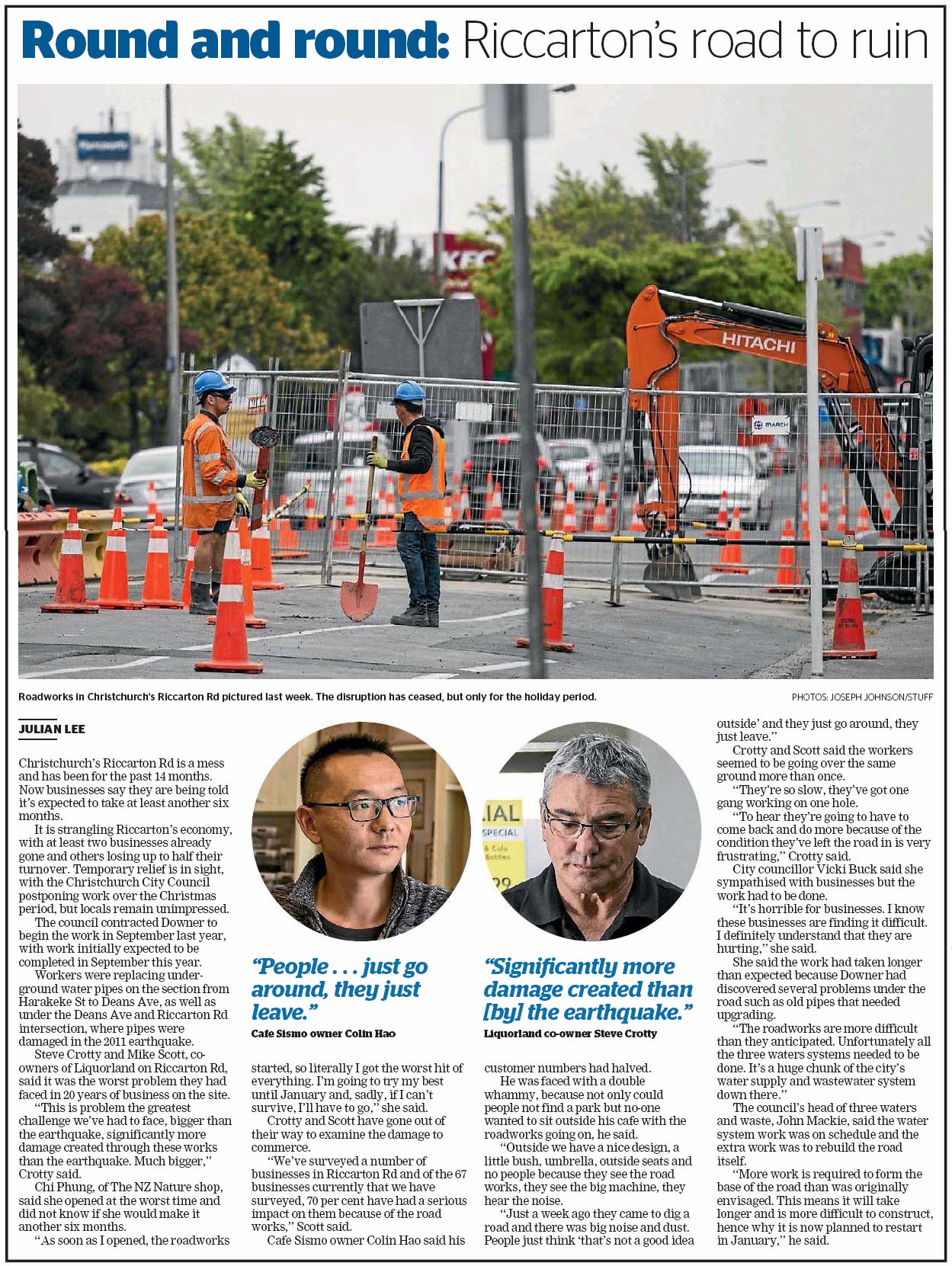 Riccarton roadworks ruin